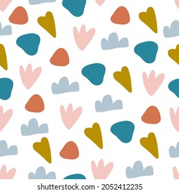 Vector seamless pattern with colorful abstract modern shape. Hand drawn contemporary trendy flat illustration. Geometric drawings on white background. For print, wall art, textile.