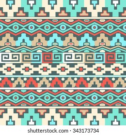 Vector seamless pattern with colorful aztec design elements