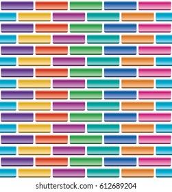 vector seamless pattern of colorful brick wall