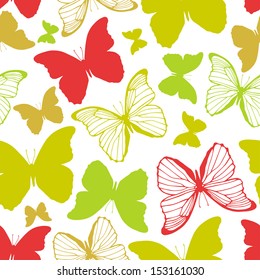 Vector seamless pattern with colorful butterflies
