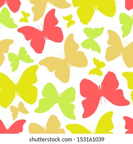 Vector seamless pattern with colorful butterflies. Vintage style