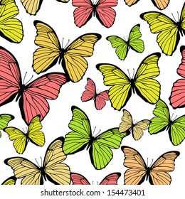 Vector seamless pattern with colorful butterflies 