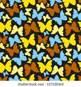 Vector seamless pattern with colorful butterflies. Vintage style. Endless background. Can be used in textile design, greeting cards, graphic design, packaging  