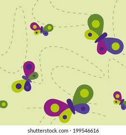 vector seamless pattern with colorful butterflies