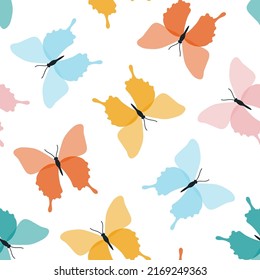 Vector seamless pattern with colorful butterflies