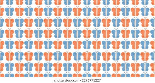 Vector seamless pattern with colorful butterflies on white background. Great for linens, wallpapers, covers.