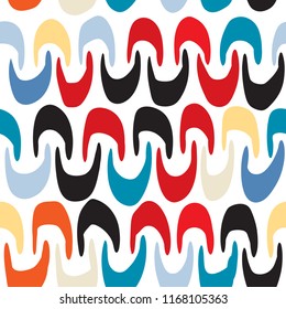 Vector seamless pattern. Colorful caligraphic shapes. Hand drawn abstract background.