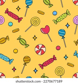 Vector seamless pattern with colorful candies.