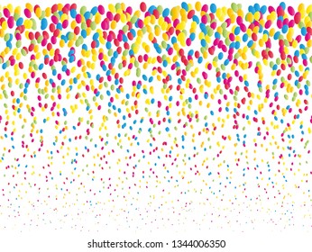 Vector seamless pattern with colorful candy sweet gumballs. Various red, blue, purple, yellow bonbon on white. template of card, ribbon,flyer invitation banner poster
