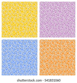 Vector Seamless Pattern colorful Clover for St Patrick's and Valentine's Day, yellow Shamrock wrapping paper, ornament clover leaf foliage, blue seamless pattern, hearts in shamrock petals wallpaper.