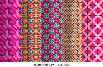 Vector Seamless Pattern Colorful Contemporary Style Geometric Shapes, for background, texture effect, frame, pattern fills or decoration. Cute design element.