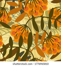 Vector seamless pattern colorful design of flower doodles in pastel autumn tones