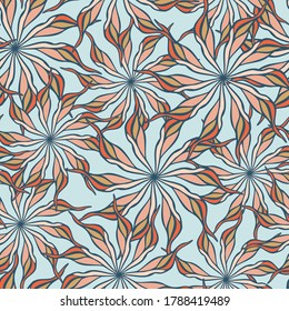 Vector seamless pattern colorful design of hand-drawn sketched flower doodles