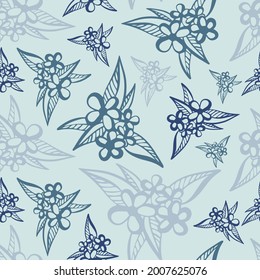 Vector seamless pattern colorful design of abstract lined flowers in pastel tones in blue tones. The design is perfect for backgrounds, textiles, wrapping paper, wallpaper, decorations and surfaces