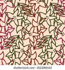 Vector seamless pattern colorful design of abstract lined flowers in warm pastel tones. The design is perfect for backgrounds, textiles, wrapping paper, wallpaper, decorations, surfaces