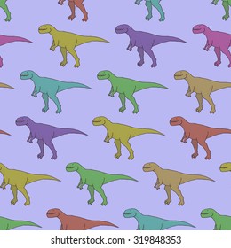 Vector seamless pattern with colorful dinosaurs