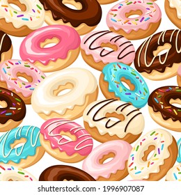 Vector seamless pattern with colorful donuts.