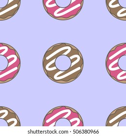 Vector seamless pattern with colorful donuts.