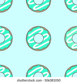 Vector seamless pattern with colorful donuts.