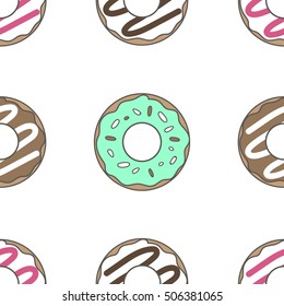 Vector seamless pattern with colorful donuts.