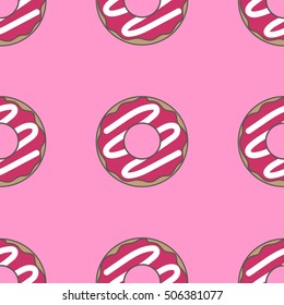 Vector seamless pattern with colorful donuts.