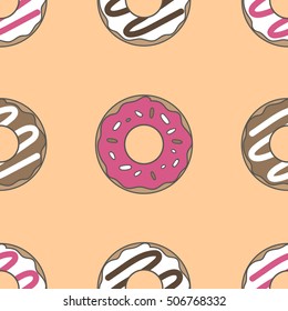 Vector seamless pattern with colorful donuts.