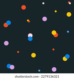 Vector seamless pattern with colorful dots on a white background. Repetitive elements. Childrens illustration for design, textile, wrapping paper. Vector stock illustration.