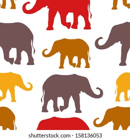 Vector seamless pattern with colorful elephants. Can be used for textile, website background, book cover, packaging 