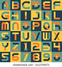 Vector seamless pattern with colorful english alphabet in flat style