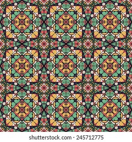 Vector seamless pattern. Colorful ethnic ornament. Arabesque style