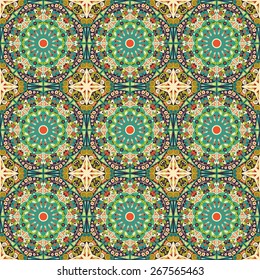 Vector seamless pattern. Colorful ethnic ornament. Arabesque style