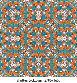 Vector seamless pattern. Colorful ethnic ornament. Arabesque style