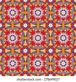 Vector seamless pattern. Colorful ethnic ornament. Arabesque style
