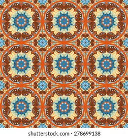 Vector seamless pattern. Colorful ethnic ornament. Arabesque style