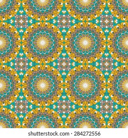 Vector seamless pattern. Colorful ethnic ornament. Arabesque style