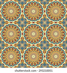 Vector seamless pattern. Colorful ethnic ornament. Arabesque style
