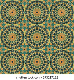Vector seamless pattern. Colorful ethnic ornament. Arabesque style