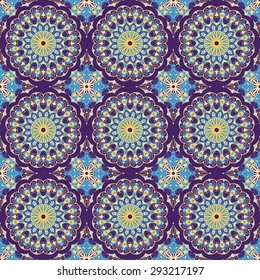 Vector seamless pattern. Colorful ethnic ornament. Arabesque style