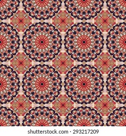 Vector seamless pattern. Colorful ethnic ornament. Arabesque style