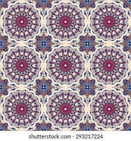Vector seamless pattern. Colorful ethnic ornament. Arabesque style