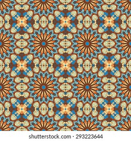 Vector seamless pattern. Colorful ethnic ornament. Arabesque style