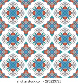 Vector seamless pattern. Colorful ethnic ornament. Arabesque style