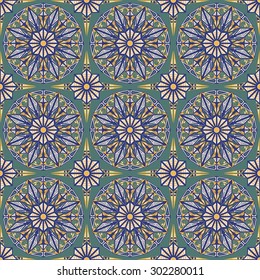 Vector seamless pattern. Colorful ethnic ornament. Arabesque style