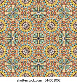 Vector seamless pattern. Colorful ethnic ornament. Arabesque style