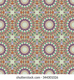 Vector seamless pattern. Colorful ethnic ornament. Arabesque style