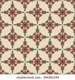 Vector seamless pattern. Colorful ethnic ornament. Arabesque style