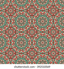 Vector seamless pattern. Colorful ethnic ornament. Arabesque style