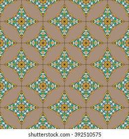Vector seamless pattern. Colorful ethnic ornament. Arabesque style