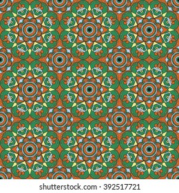 Vector seamless pattern. Colorful ethnic ornament. Arabesque style