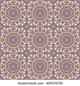Vector seamless pattern. Colorful ethnic ornament. Arabesque style